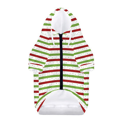 Merry Christmas Striped Pattern Print Dog Zip Up Hoodie