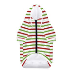 Merry Christmas Striped Pattern Print Dog Zip Up Hoodie