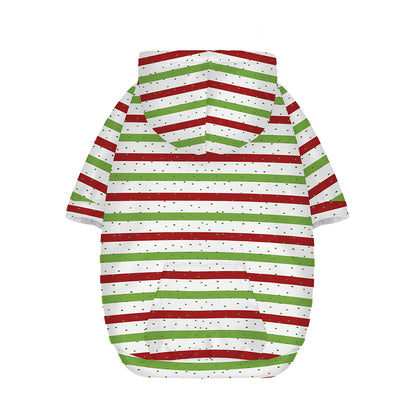 Merry Christmas Striped Pattern Print Dog Zip Up Hoodie