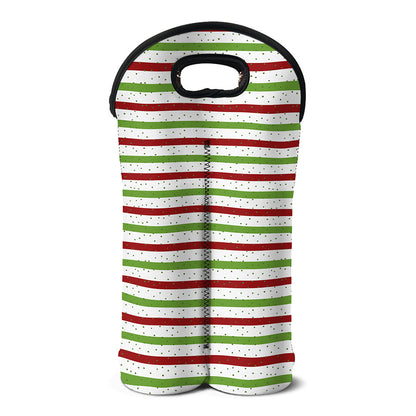 Merry Christmas Striped Pattern Print Double Neoprene Wine Tote