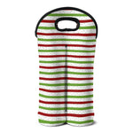 Merry Christmas Striped Pattern Print Double Neoprene Wine Tote