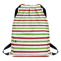 Merry Christmas Striped Pattern Print Drawstring Backpack