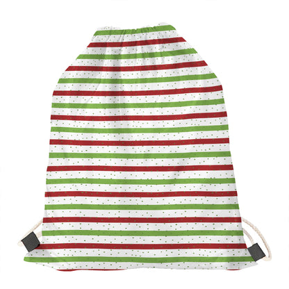 Merry Christmas Striped Pattern Print Drawstring Bag