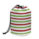 Merry Christmas Striped Pattern Print Drawstring Makeup Bag