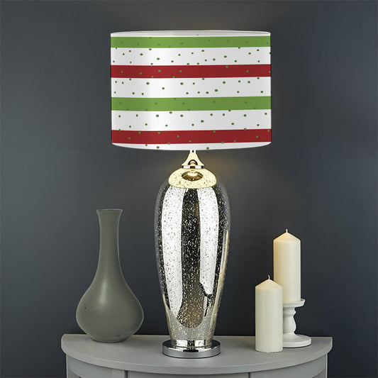 Merry Christmas Striped Pattern Print Drum Lamp Shade