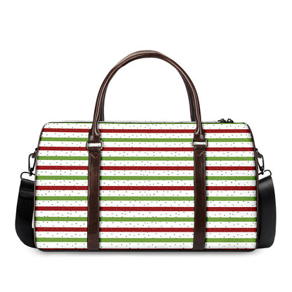 Merry Christmas Striped Pattern Print Duffle Bag