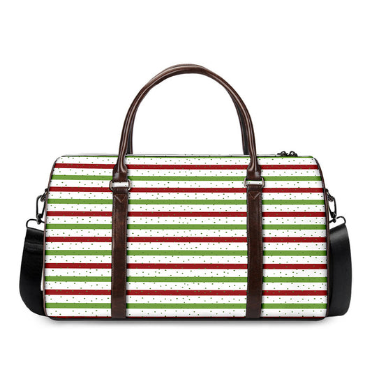 Merry Christmas Striped Pattern Print Duffle Bag
