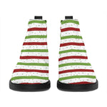 Merry Christmas Striped Pattern Print Flat Ankle Boots