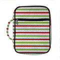 Merry Christmas Striped Pattern Print Front Pocket Bible Bag