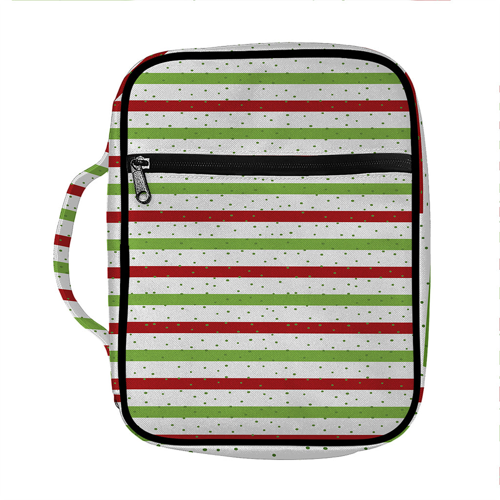 Merry Christmas Striped Pattern Print Front Pocket Bible Bag