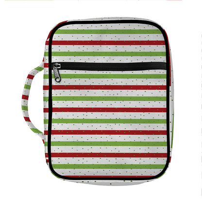 Merry Christmas Striped Pattern Print Front Pocket Bible Bag