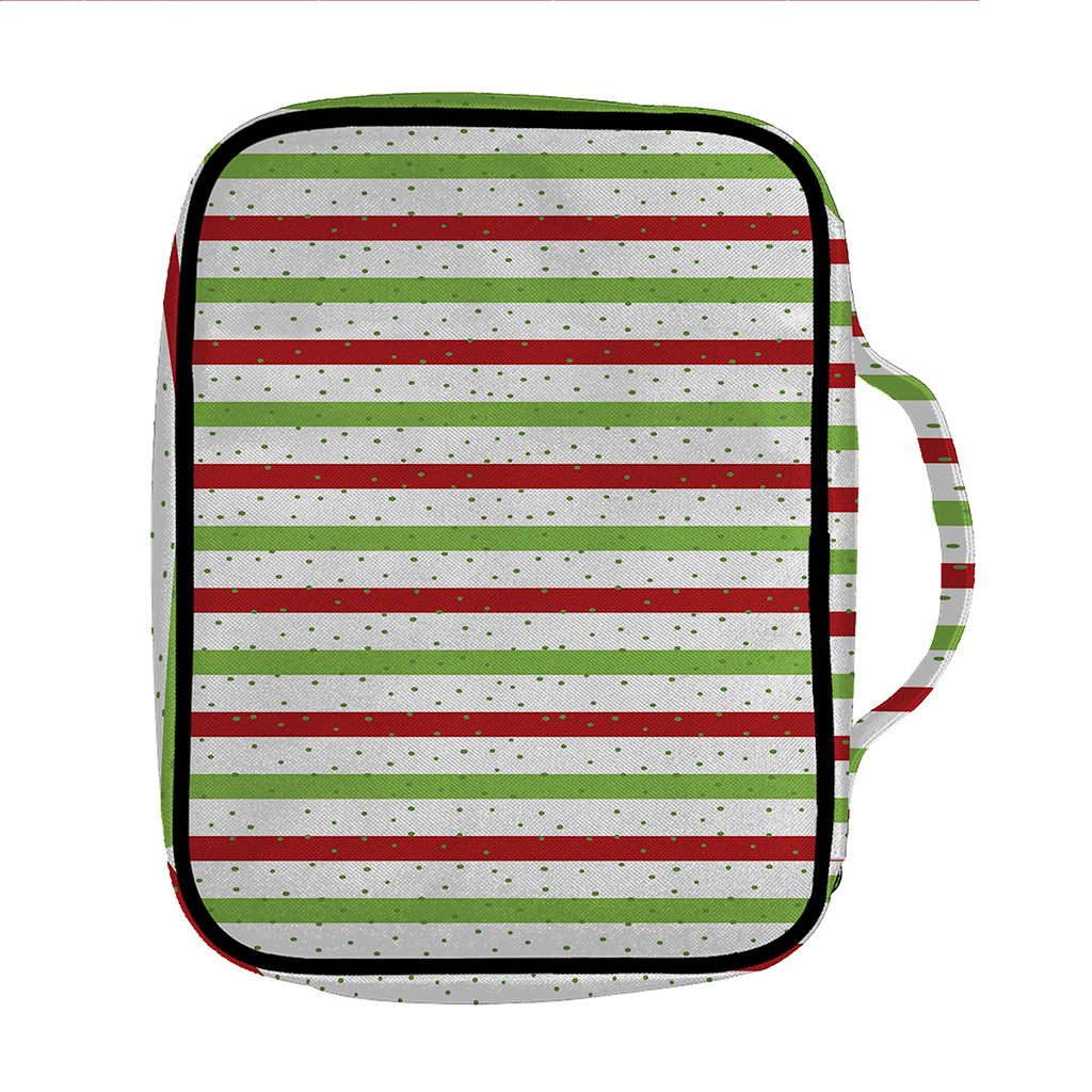 Merry Christmas Striped Pattern Print Front Pocket Bible Bag