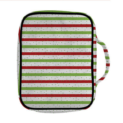 Merry Christmas Striped Pattern Print Front Pocket Bible Bag
