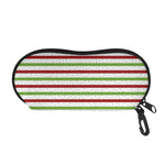 Merry Christmas Striped Pattern Print Glasses Case