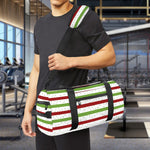 Merry Christmas Striped Pattern Print Gym Bag
