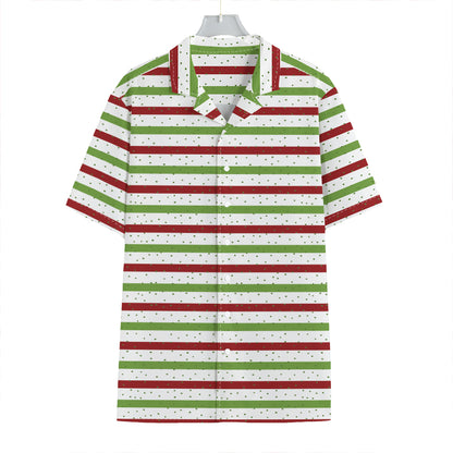 Merry Christmas Striped Pattern Print Hawaiian Shirt