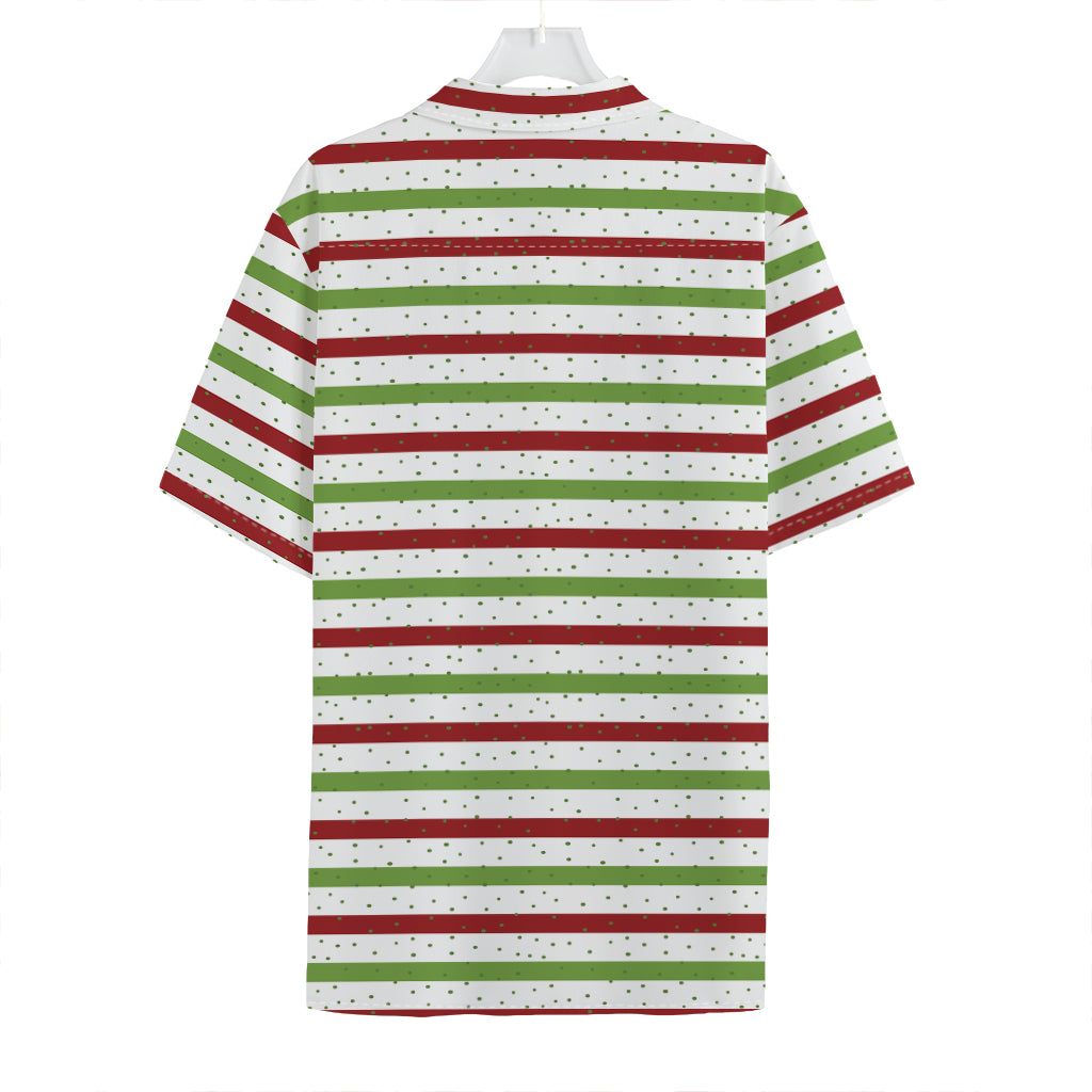Merry Christmas Striped Pattern Print Hawaiian Shirt