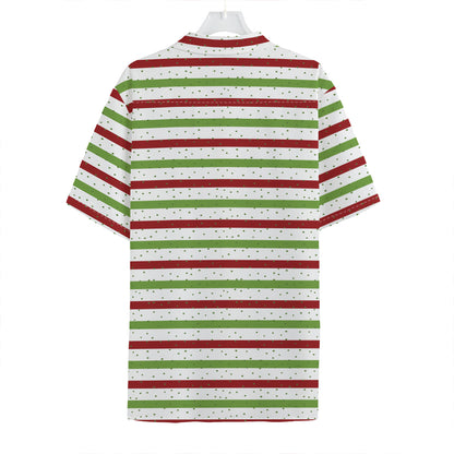 Merry Christmas Striped Pattern Print Hawaiian Shirt