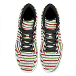 Merry Christmas Striped Pattern Print High Top Leather Sneakers