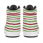 Merry Christmas Striped Pattern Print High Top Leather Sneakers
