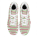 Merry Christmas Striped Pattern Print High Top Leather Sneakers