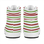 Merry Christmas Striped Pattern Print High Top Leather Sneakers