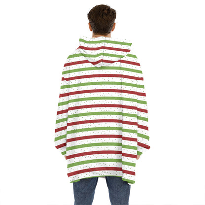 Merry Christmas Striped Pattern Print Hoodie Blanket