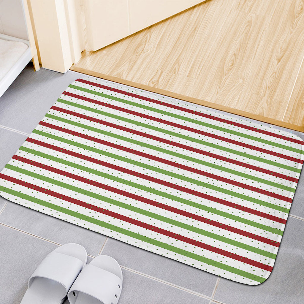 Merry Christmas Striped Pattern Print Indoor Door Mat