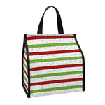 Merry Christmas Striped Pattern Print Insulated Lunch Tote