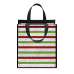 Merry Christmas Striped Pattern Print Insulated Lunch Tote