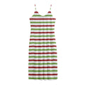 Merry Christmas Striped Pattern Print Jersey Midi Cami Dress