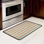 Merry Christmas Striped Pattern Print Kitchen Mat