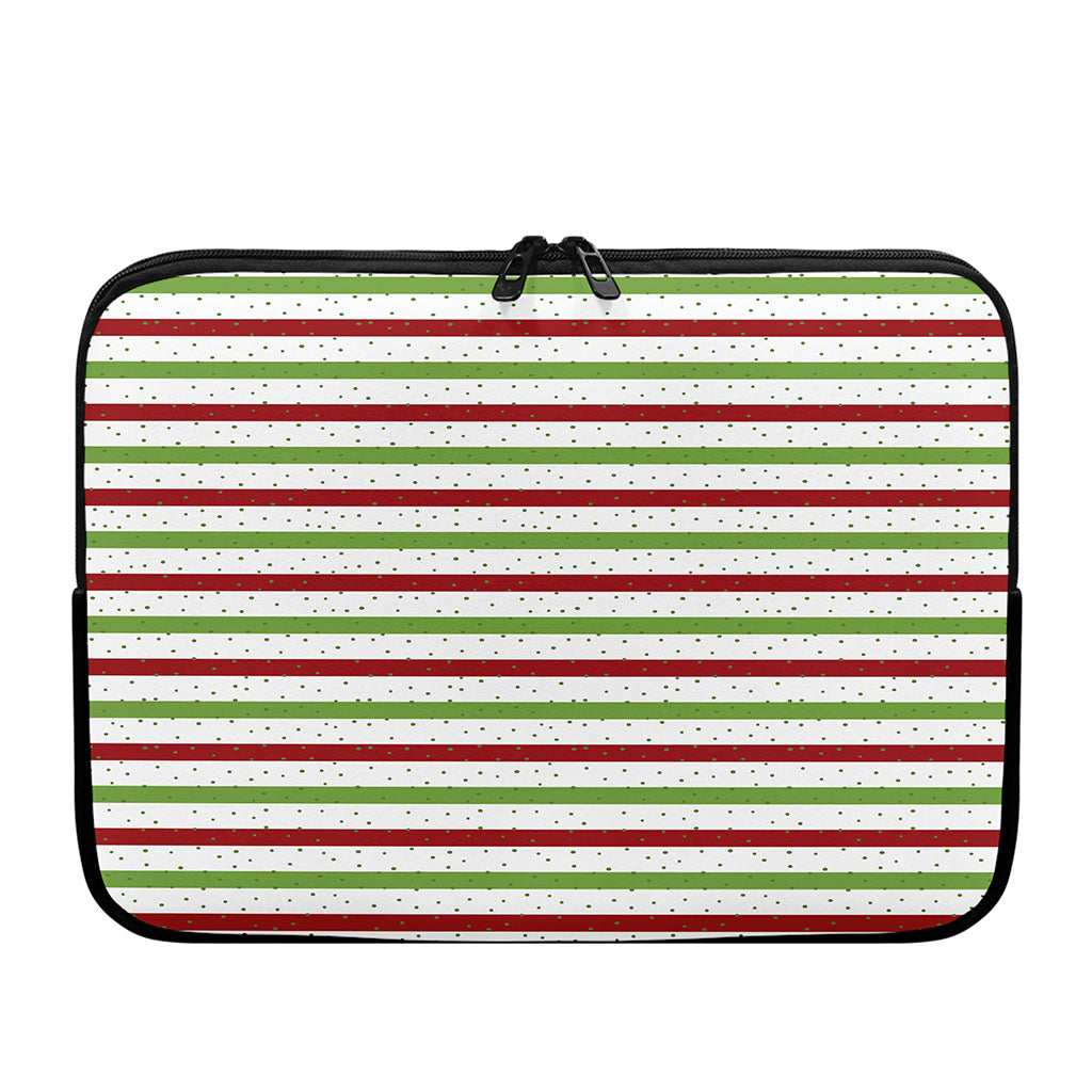Merry Christmas Striped Pattern Print Laptop Sleeve