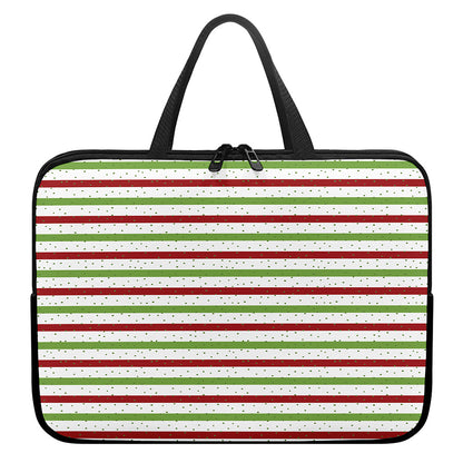Merry Christmas Striped Pattern Print Laptop Sleeve With Handle
