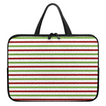 Merry Christmas Striped Pattern Print Laptop Sleeve With Handle