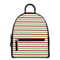 Merry Christmas Striped Pattern Print Leather Backpack