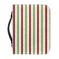 Merry Christmas Striped Pattern Print Leather Bible Cover
