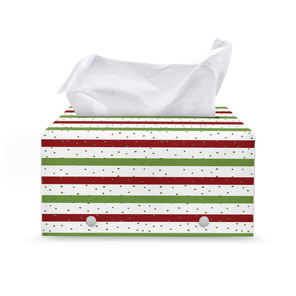 Merry Christmas Striped Pattern Print Leather Tissue Box Cover