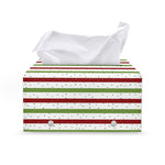 Merry Christmas Striped Pattern Print Leather Tissue Box Cover