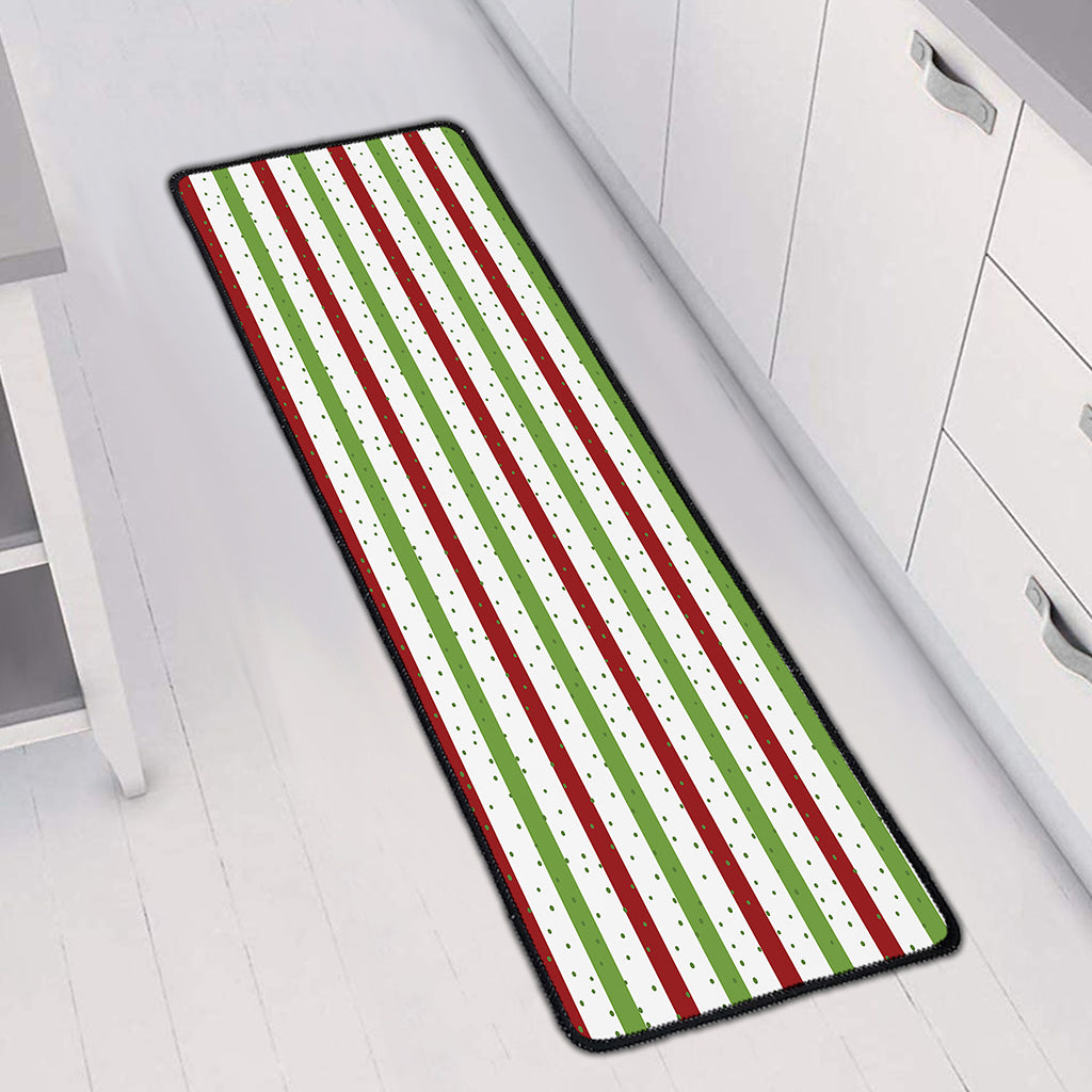 Merry Christmas Striped Pattern Print Long Kitchen Mat