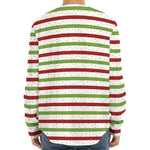 Merry Christmas Striped Pattern Print Long Sleeve Baseball Jersey
