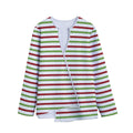 Merry Christmas Striped Pattern Print Long Sleeve Short Coat
