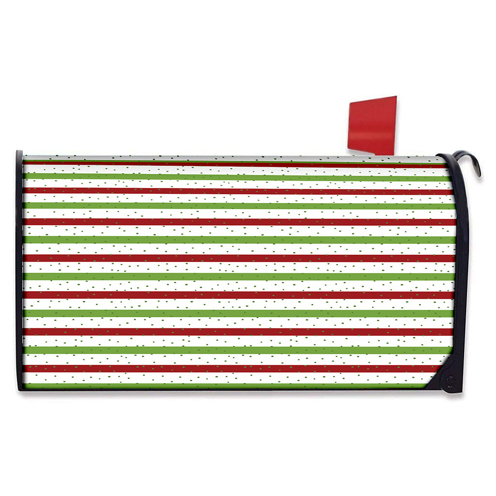 Merry Christmas Striped Pattern Print Mailbox Cover
