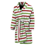 Merry Christmas Striped Pattern Print Men's Bathrobe