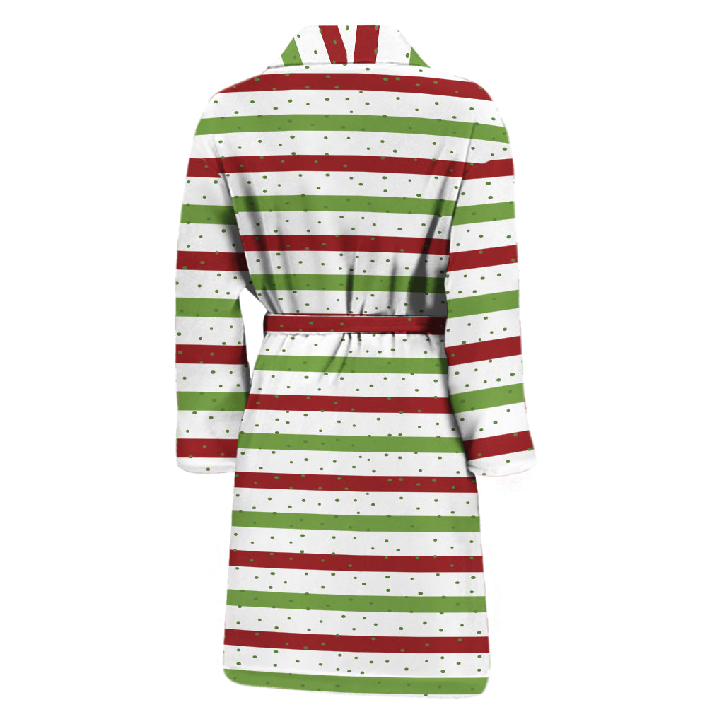 Merry Christmas Striped Pattern Print Men's Bathrobe