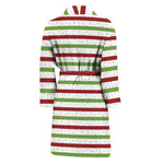 Merry Christmas Striped Pattern Print Men's Bathrobe