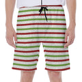 Merry Christmas Striped Pattern Print Men's Beach Shorts