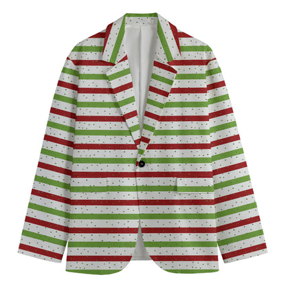 Merry Christmas Striped Pattern Print Men's Blazer