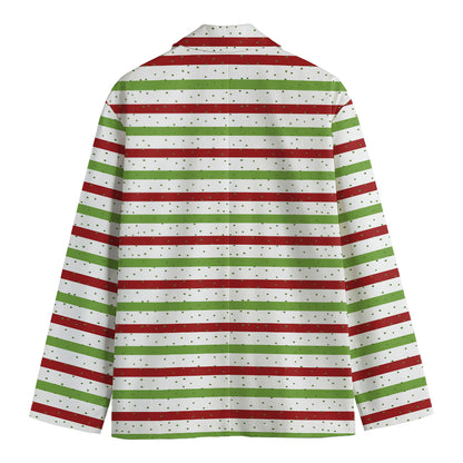 Merry Christmas Striped Pattern Print Men's Blazer