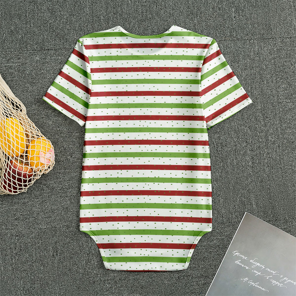 Merry Christmas Striped Pattern Print Men's Bodysuit